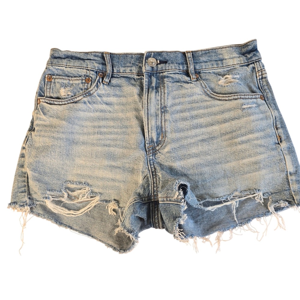 American Eagle Strigid Light Wash Distressed Denim Cutoff Shorts Womens Size 6‎
